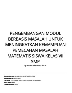 Pengembangan Modul Berbasis Masalah Untuk Meningkatkan Kemampuan ...